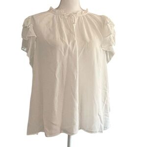 1. STATE White Ruffle Sleeve Blouse – Size XXL, NWT
